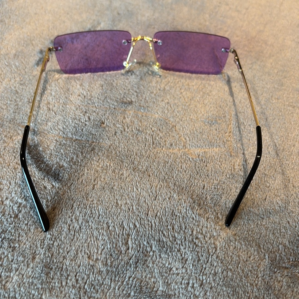 Frameless Rectangular Purple Sunglasses - image 3